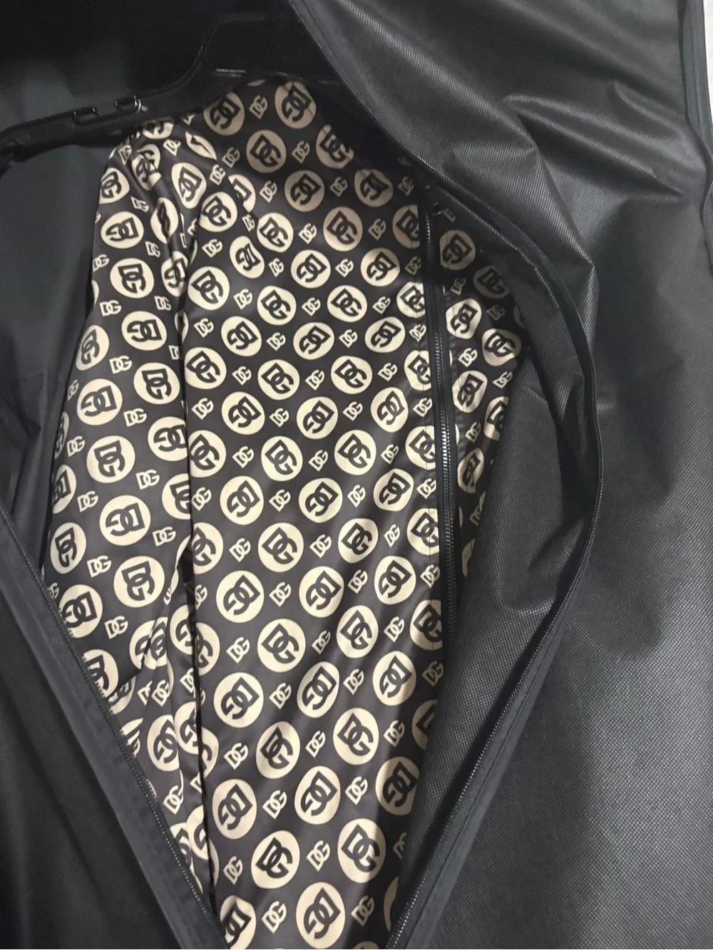 Dolce & Gabbana Men’s Black and Cream Logo-Print jacket authentic and cheapest